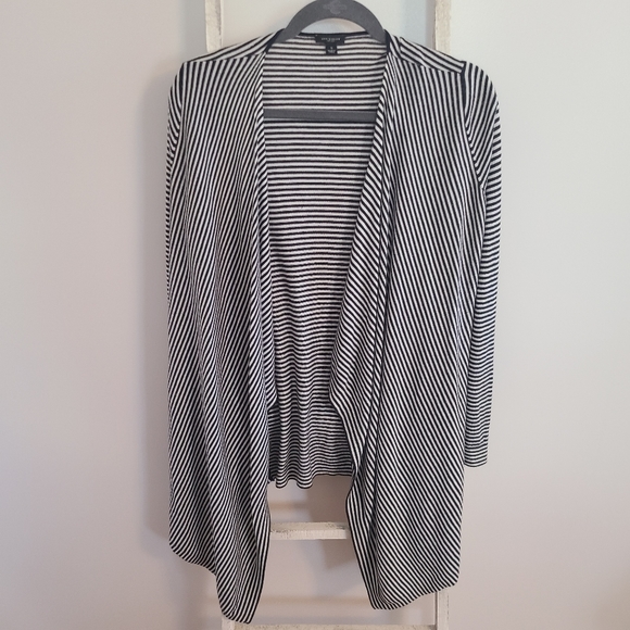 Ann Taylor Sweaters - Ann Taylor♡ Small stripe open front wool blend waterfall cardigan